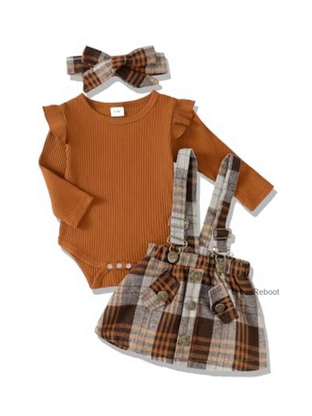 Newborn Baby Girl Plaid Overall Skirt Outfit Set 0-18M